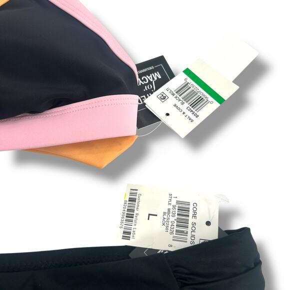 NEW Mix & Match Bikini Set Size Large Black Pink Colorblock Bar III Salt + Cove - Picture 8 of 10